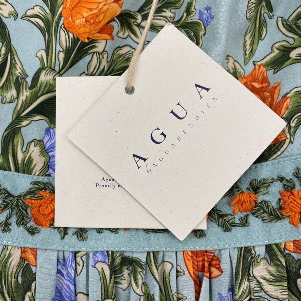 NWT AGUA BY AGUA BENDITA AVENA PEONIA ATARDECER MINI DRESS, SIZE M - Picture 10 of 16